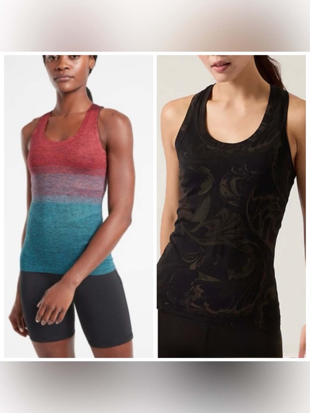 Athleta Lot of 2 Tank Tops M Ombré Relay Momentum Athletic Yoga Gym Workout